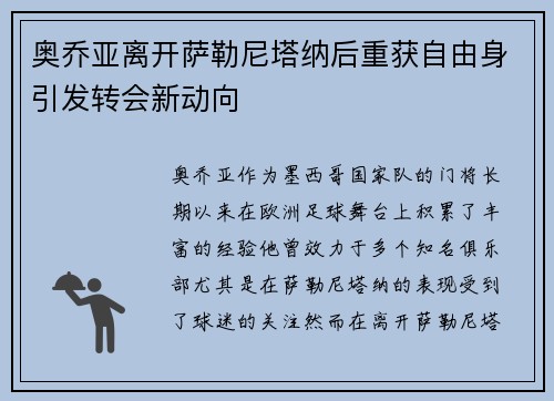 奥乔亚离开萨勒尼塔纳后重获自由身引发转会新动向